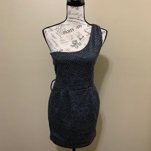 Wet Seal Black & Gray One Shoulder Dress Size Large NEW